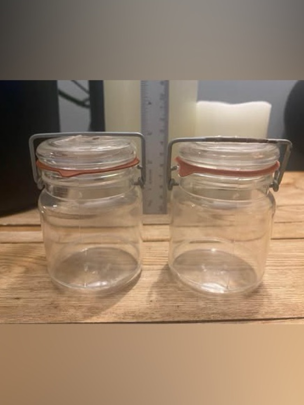 Vtg Mini Plastic Canning Jar Salt Pepper Shakers ~ Wire Bail Hong Kong